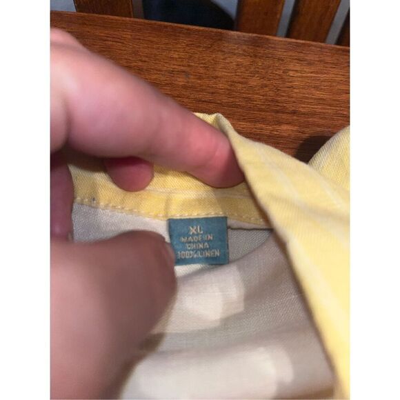 Tommy Bahama Relax Mens XL/TG Long Sleeve Yellow Shirt 100% Linen - Picture 2 of 7